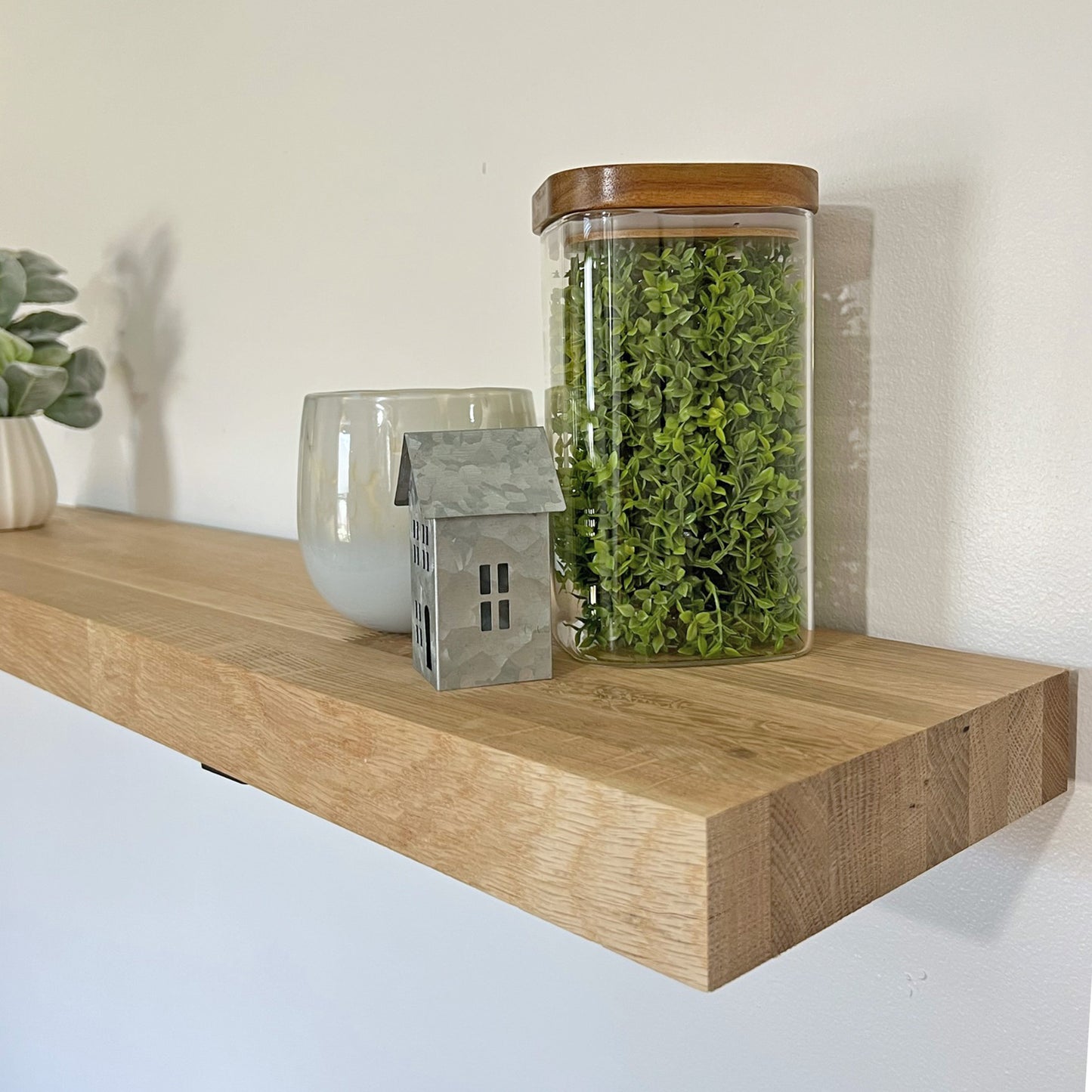Butcher Block Wall Shelf in White Oak