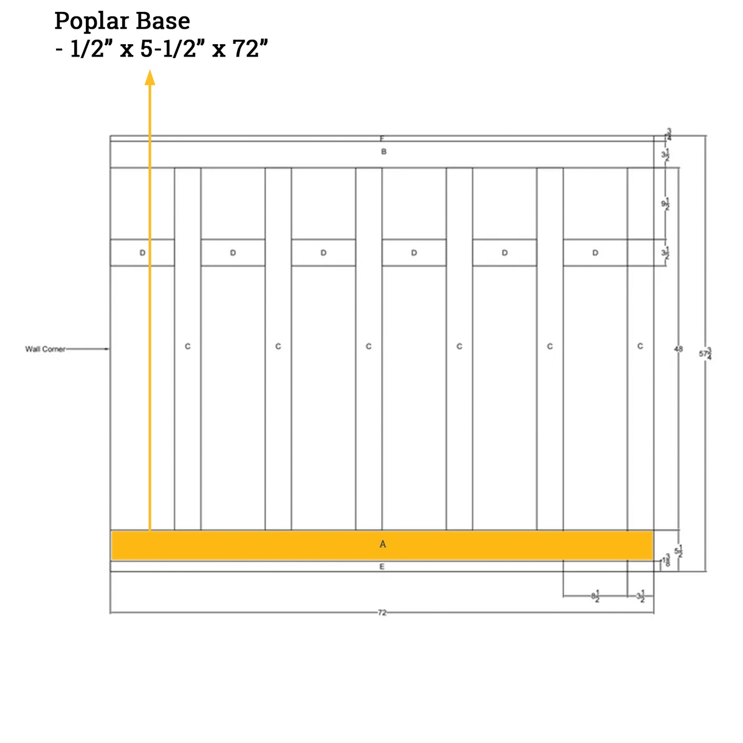 1/2" x 5-1/2" x 6' Primed Poplar Board