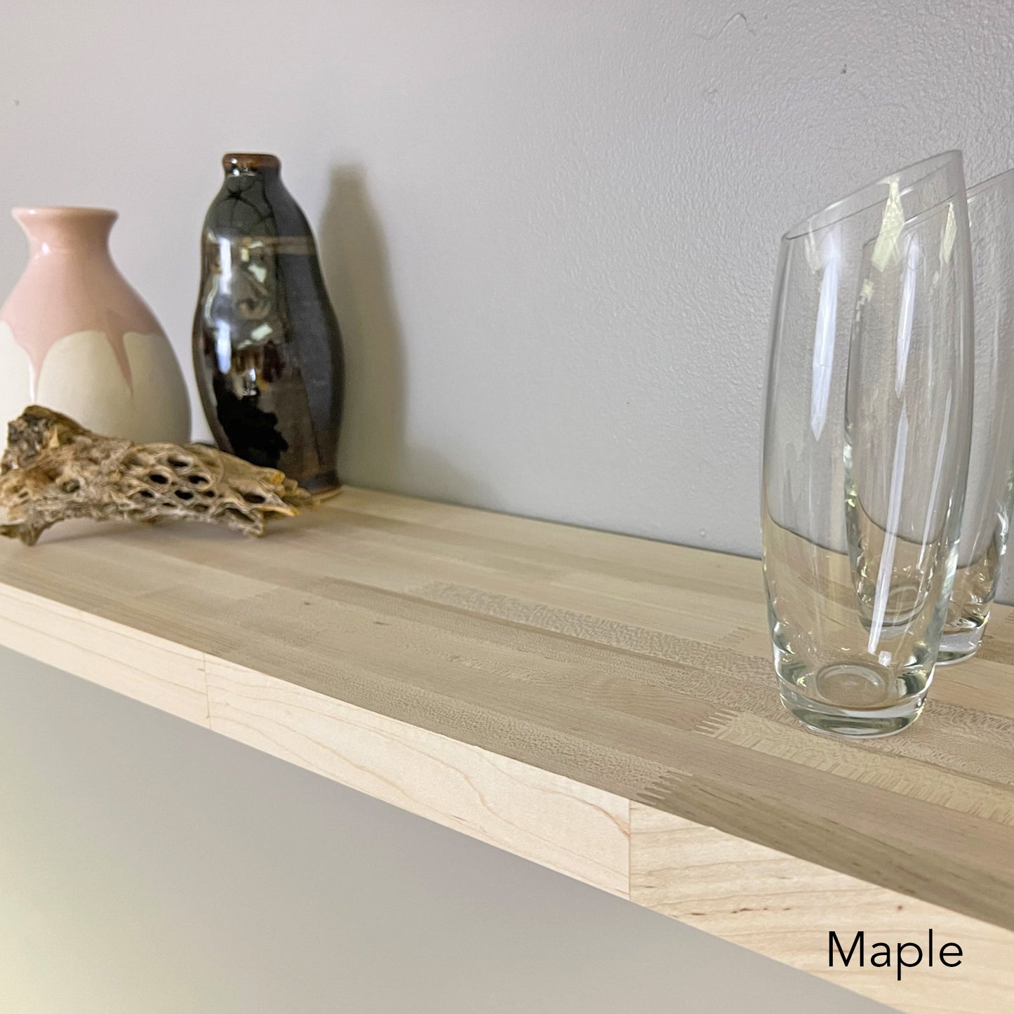 Floating Wall Shelf in Maple Butcher Block