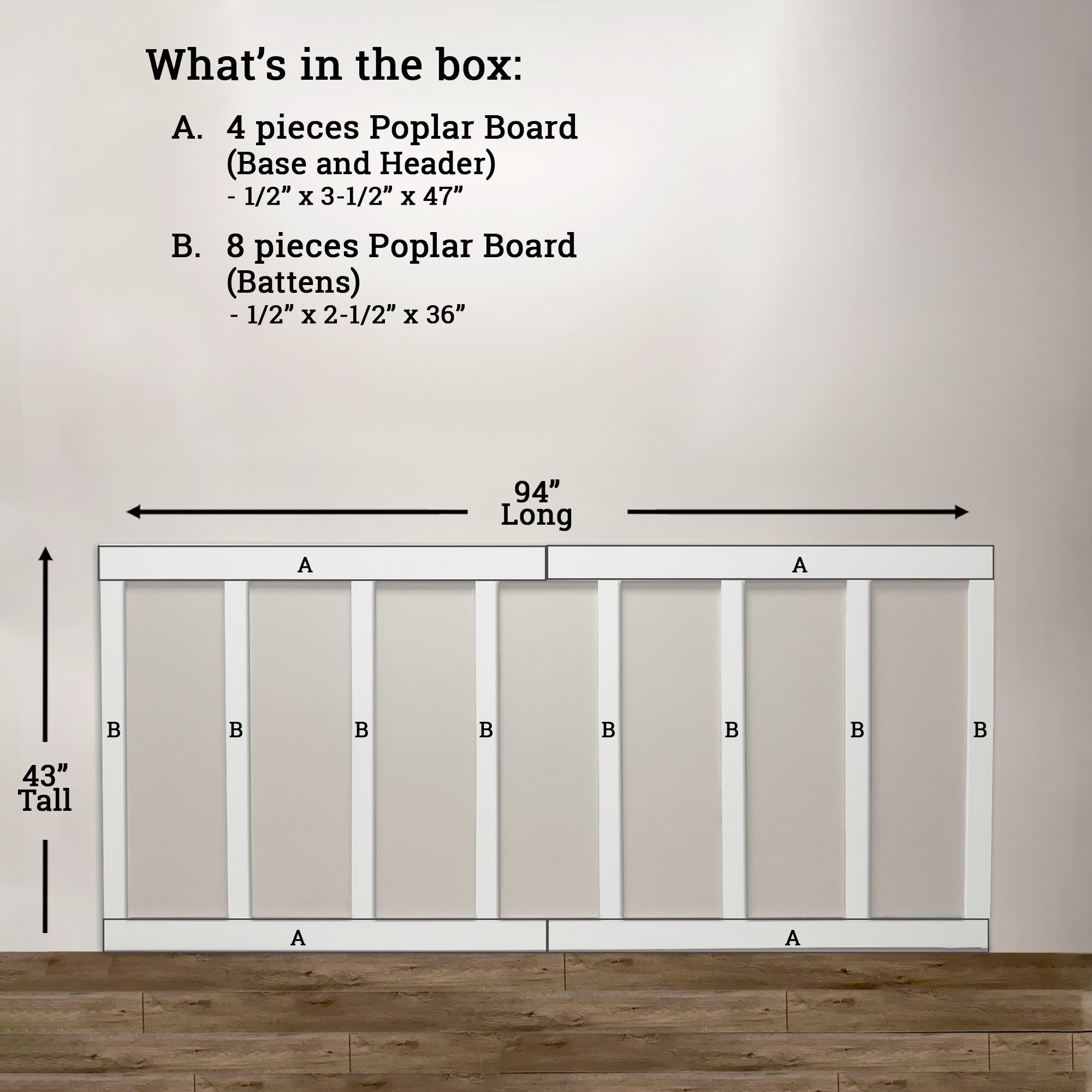 Primed Modern Board and Batten Wainscoting Kit
