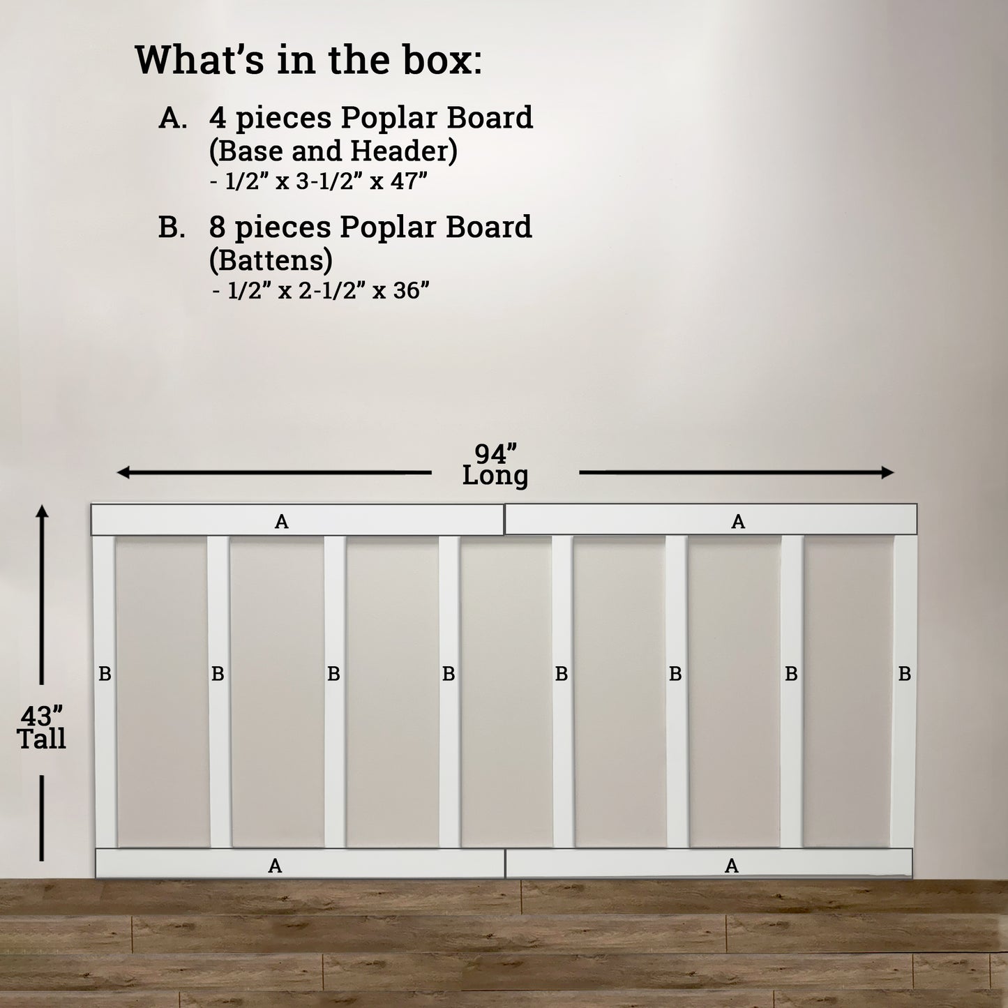 Primed Shaker Board and Batten Wainscoting Kit