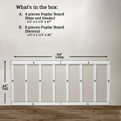 Primed Shaker Board and Batten Wainscoting Kit